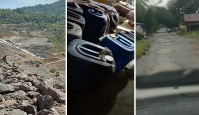 Foto Kolase : Bendungan Pamukkulu, Jalan Rusak dan Solar Subsidi