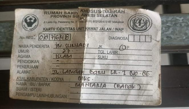 Kartu Identitas penderita unit rawat jalan/inap