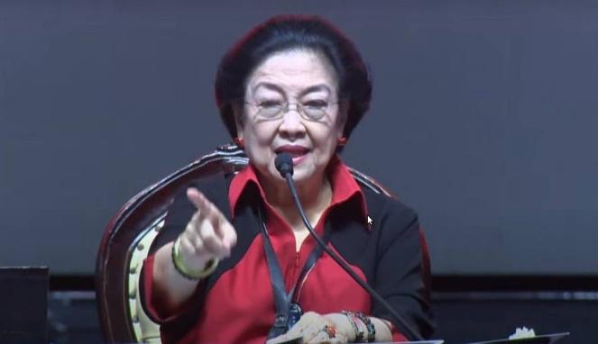 Ketum PDIP Megawati Soekarnoputri di HUT ke-50 PDIP di Jiexpo, Kemayoran. (Foto Screenshot YouTube PDIP)