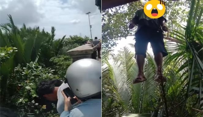Mayat seorang pria yang ditemukan tergantung di kolong Jembatan Jalan Baru Kelurahan Tamalanrea Jaya