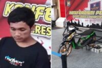 Foto Kolase : pelaku Junawanisu Darul Azwar Usemahu alias Darul besert dengan motornya brongnya