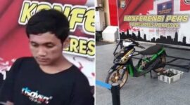 
Foto Kolase : pelaku Junawanisu Darul Azwar Usemahu alias Darul besert dengan motornya brongnya