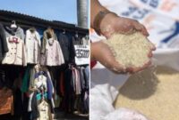 Foto Kolase : Pakaian Bekas Impor dan Harga Beras Naik