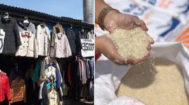 Foto Kolase : Pakaian Bekas Impor dan Harga Beras Naik
