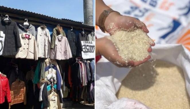 Foto Kolase : Pakaian Bekas Impor dan Harga Beras Naik