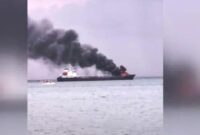 Kapal MT Christin pengangkut BBM Pertamina kebakaran (Screenshot Youtube)