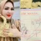 Owner Kosmetik Makassar, Mira Hayati,
pamer tas emas (Tiktok)