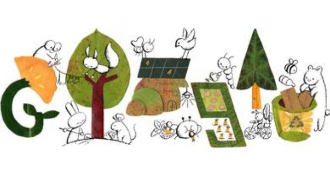 Google Doodle hari ini memperingati Hari Bumi. /Google