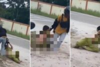 Foto Kolase : Sebuah video aksi penganiayaan seorang pria terhadap wanita viral di medsos
