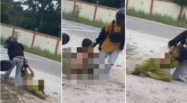 Foto Kolase : Sebuah video aksi penganiayaan seorang pria terhadap wanita viral di medsos