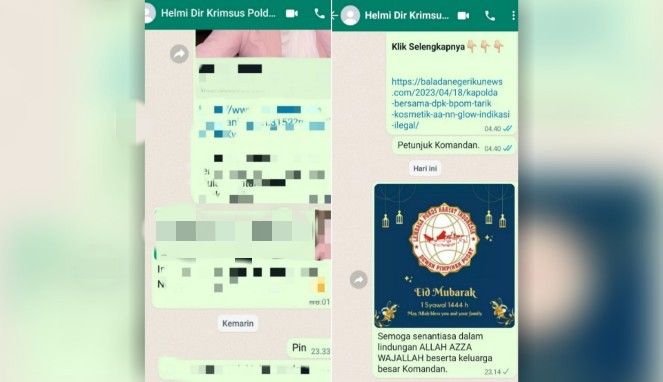Screenshot pemblokiran WA yang dilakukan Dirkrimsus Polda Sulsel Kwarta kepada rekan jurnalis dan LSM 