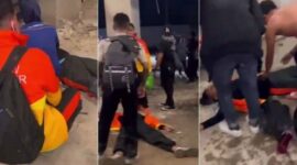 Foto Kolase : Sejumlah pengunjung pingsan saat dievakuasi keluar oleh petugas