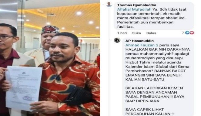 Foto Kolase : PP Pemuda Muhammadiyah resmi melaporkan oknum peneliti BRIN dan komentar kebencian AP Hasanuddin