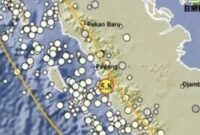 Peta statistik gempa bumi Siberut, Mentawai, Padang, hingga Bukittinggi (BMKG)