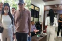 Foto Kolase : Karyawati AD (24) saat mendatangi Mapolres Metro Bekasi