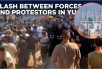 Benturan antara pasukan dan protestor di Yunnan