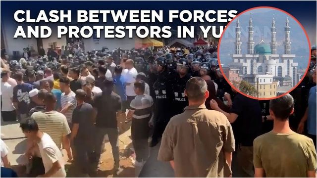 Benturan antara pasukan dan protestor di Yunnan
