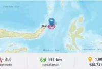 Gempa magnitudo 5,1 mengguncang Bitung, Sulawesi Utara, Minggu, 4 Juni 2023. (BMKG)