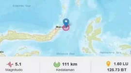 Gempa magnitudo 5,1 mengguncang Bitung, Sulawesi Utara, Minggu, 4 Juni 2023. (BMKG)