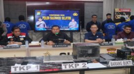 Polda Sulsel merilis kasus temuan brankas narkoba di kampus UNM Makassar (Foto Humas Polda Sulsel)