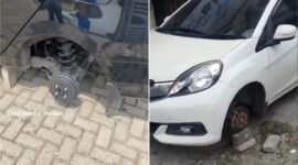 Foto Kolase : aksi pencurian ban mobil
yang hilang karena digondol oleh pencuri