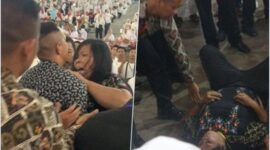 Emak-emak Rusuh Lempar Sandal dan Siram Air Mineral ke Jokowi