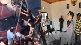 Foto Kolase Aksi Pengeroyokan dan Perusakan Markas PP Semarang