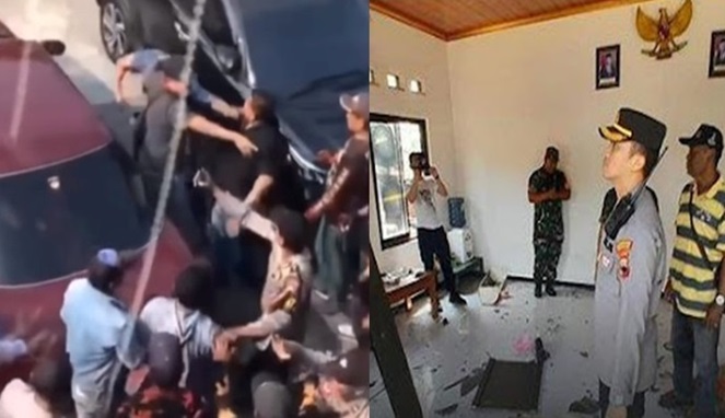 Foto Kolase Aksi Pengeroyokan dan Perusakan Markas PP Semarang