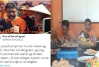 Foto Kolase : Said Iqbal Makan Enak dan Tangkapan Layar Unggahan Status Twitter Netizen