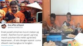 Foto Kolase : Said Iqbal Makan Enak dan Tangkapan Layar Unggahan Status Twitter Netizen