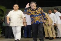 Prabowo Subianto dan Budiman Sudjatmiko usai mengadakan pertemuan di Jalan Kertanegara, Jakarta Selatan (Foto : istimewa)