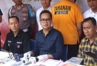 Polisi menggelar rilis kasus tersangka kasus pembunuhan mahasiswa UI (Foto Humas Polri)