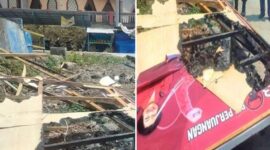 Foto Kolase : Oknum Polisi Mabuk Bakar Baliho Ganjar Pranowo