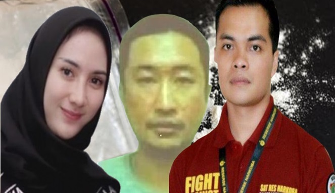 Foto Kolase, selebgram asal Palembang, Adelia Putri (Kiri), Bos Kakap DPO Fredy Salma (Tengah) dan Eks Kasat Narkoba Polres Lampung Selatan, AKP Andri Gustami