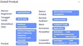 Produk YS Beauty Care BPOM (Tangkapan Layar Website Cek Produk BPOM)