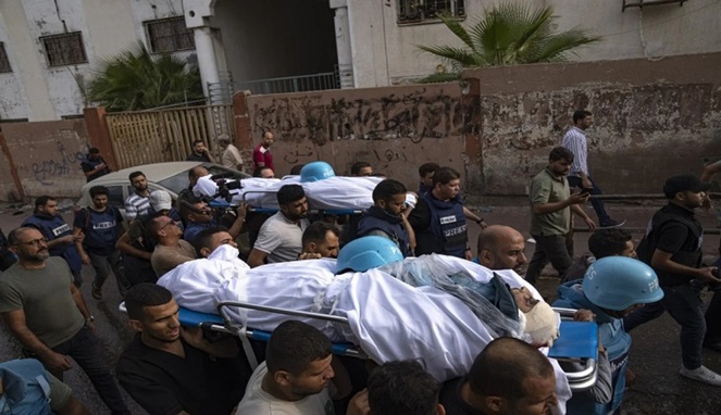 21 Wartawan Tewas Akibat Serangan Israel (AP Photo/Fatima Shbair)