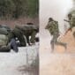 Foto Kolase : Militer Israel (kiri, tiarap) dan Militer Hamas (kanan, menyerang)