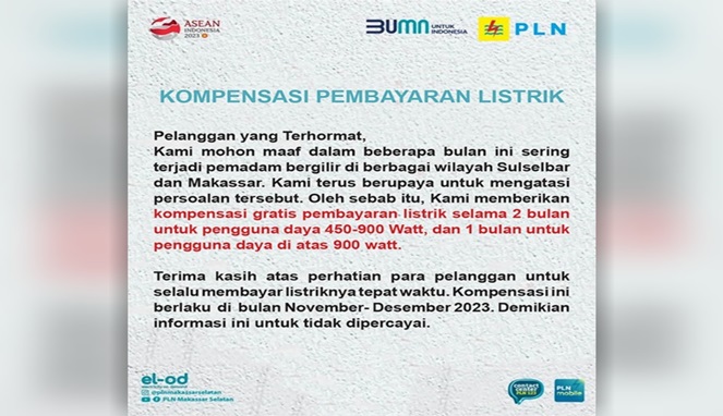 Viral, Pamflet Kompensasi Listrik Gratis Berseliweran di Medsos Makassar