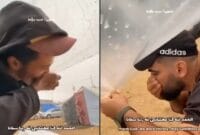 Warga Palestina minum air hujan