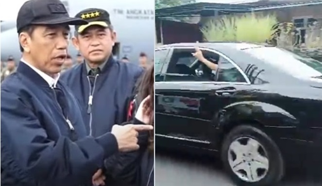 Jokowi Tertangkap Kamera Acungkan 2 Jari dari Mobil Kepresidenan