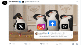 Tangkapan layar unggahan status gambar Elon Musk di X Twitter