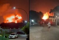 Tangkapan Layar Video Gudang Peluru Milik Kodam Jaya Terbakar
