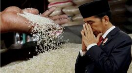 Foto Kolase, Harga Beras Mencekik Leher dan Jokowi