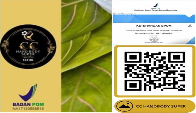 Produk CC Handbody Super Gunakan Logo BPOM Palsu