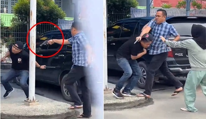 Tangkapan Layar Video Oknum Polisi Tembak Debt Collector