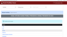 Tangkapan layar Perolehan hasil suara Pilpres dan Pileg tidak lagi menampilkan data grafik real count 