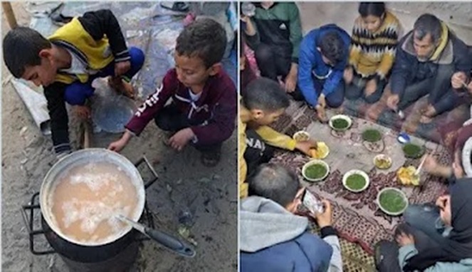 Memilukan, Warga Gaza Masak Rumput Buat Berbuka Puasa