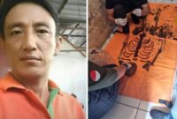 Foto Kolase : Tampang Suami Pembunuh yang Cor Istri di Makassar (Kiri) dan karangka tulang korban (kanan) 