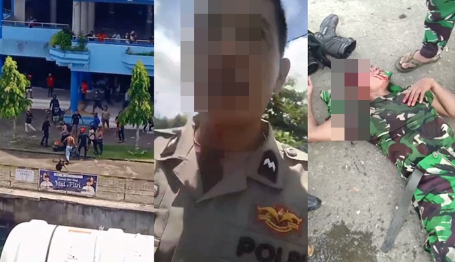 Prajurit TNI AL Vs Anggota Brimob di Sorong Bentrok (Foto Kolase)