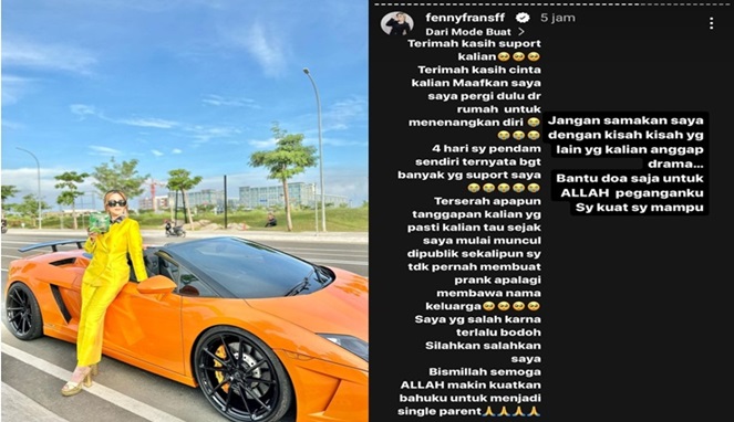 Fenny Frans dan Unggahan Story Instagram (Foto Kolase)